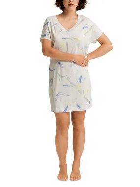 Hanro Sleep & Lounge cotton V-neck nightgown "Dive of Color" watercolor